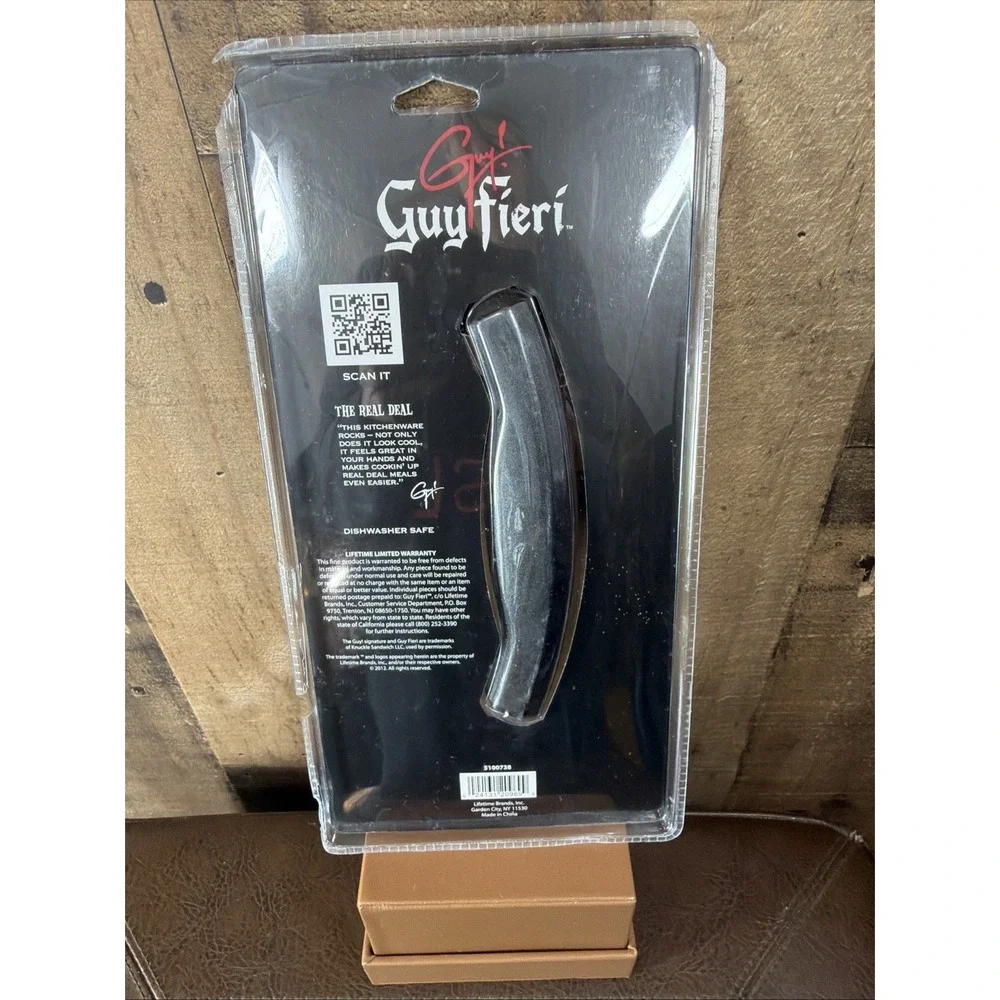 Guy Fieri Hand Held Double Blade Food Chopper Mezzaluna‎ Salad Herb Knife Black